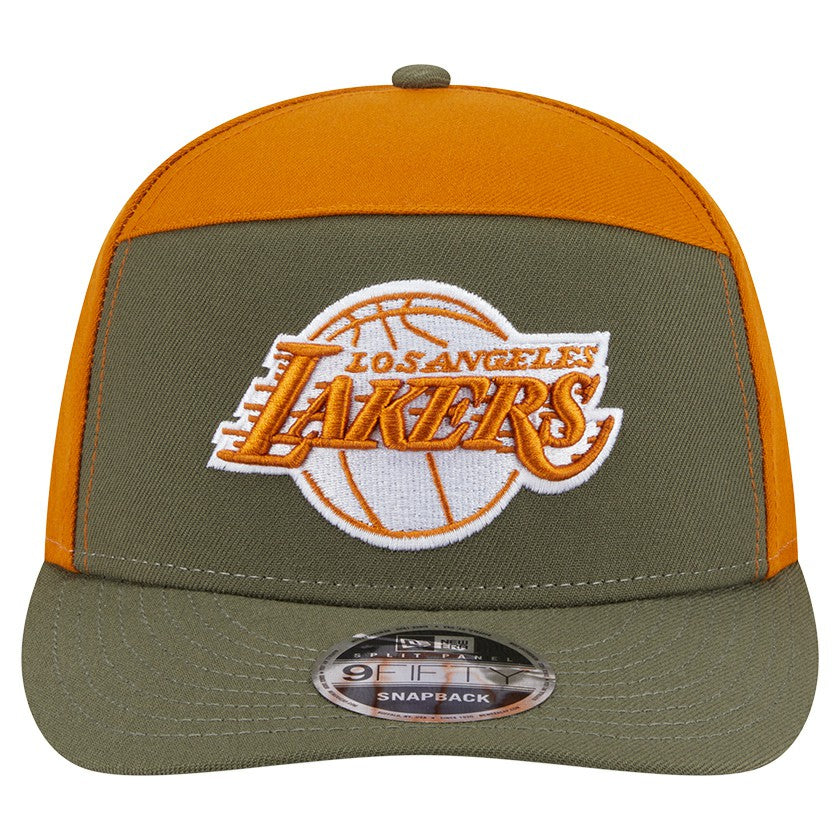 Los Angeles Lakers Two-Tone Color Pack Split Panel 9FIFTY Adjustable Hat Olive/Burnt Orange - NBA
