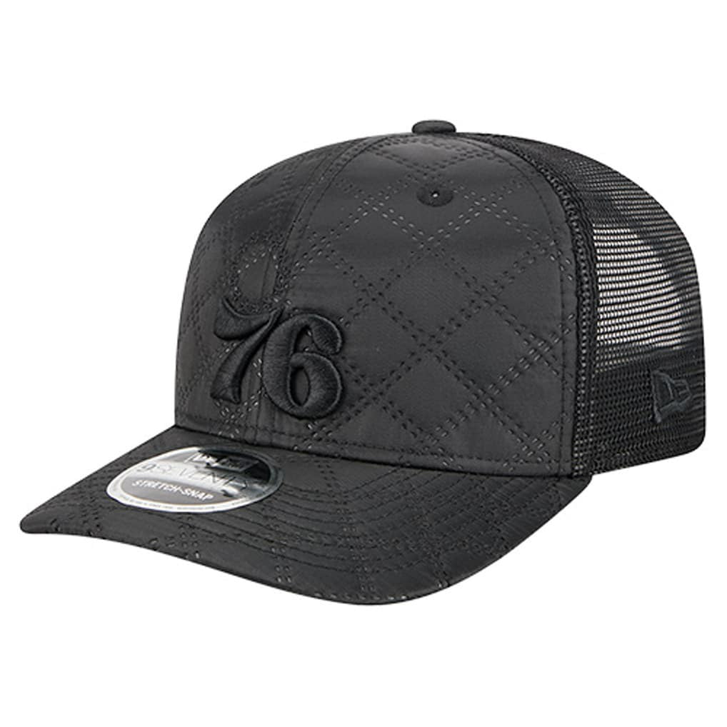 Philadelphia 76ers Quilted 9SEVENTY Trucker Adjustable Hat Black - NBA