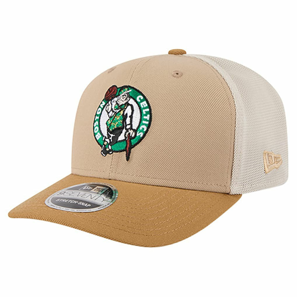 Boston Celtics Two-Tone 9SEVENTY Adjustable Trucker Hat Tan/Light Brown - NBA