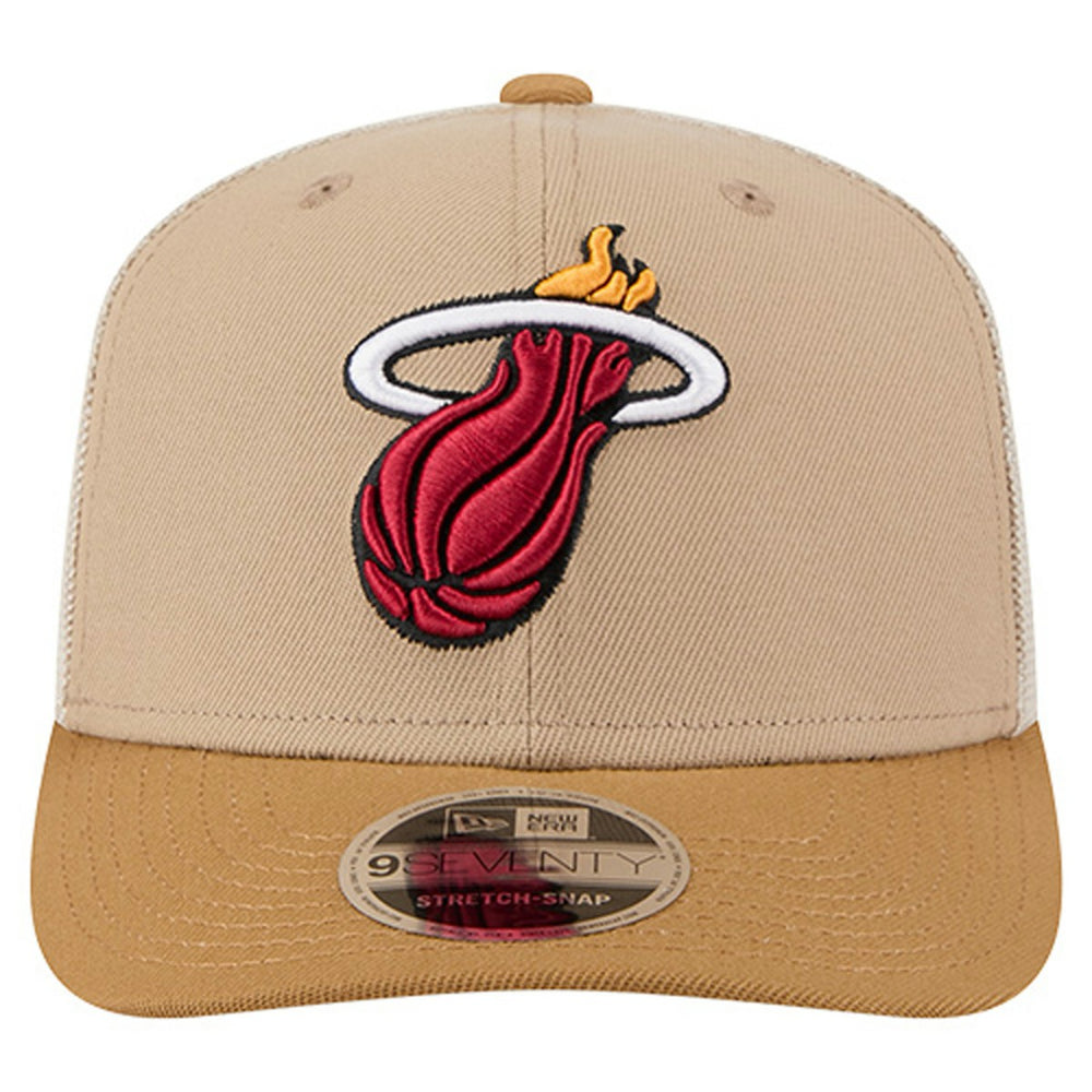 Miami Heat Two-Tone 9SEVENTY Adjustable Trucker Hat Tan/Light Brown - NBA