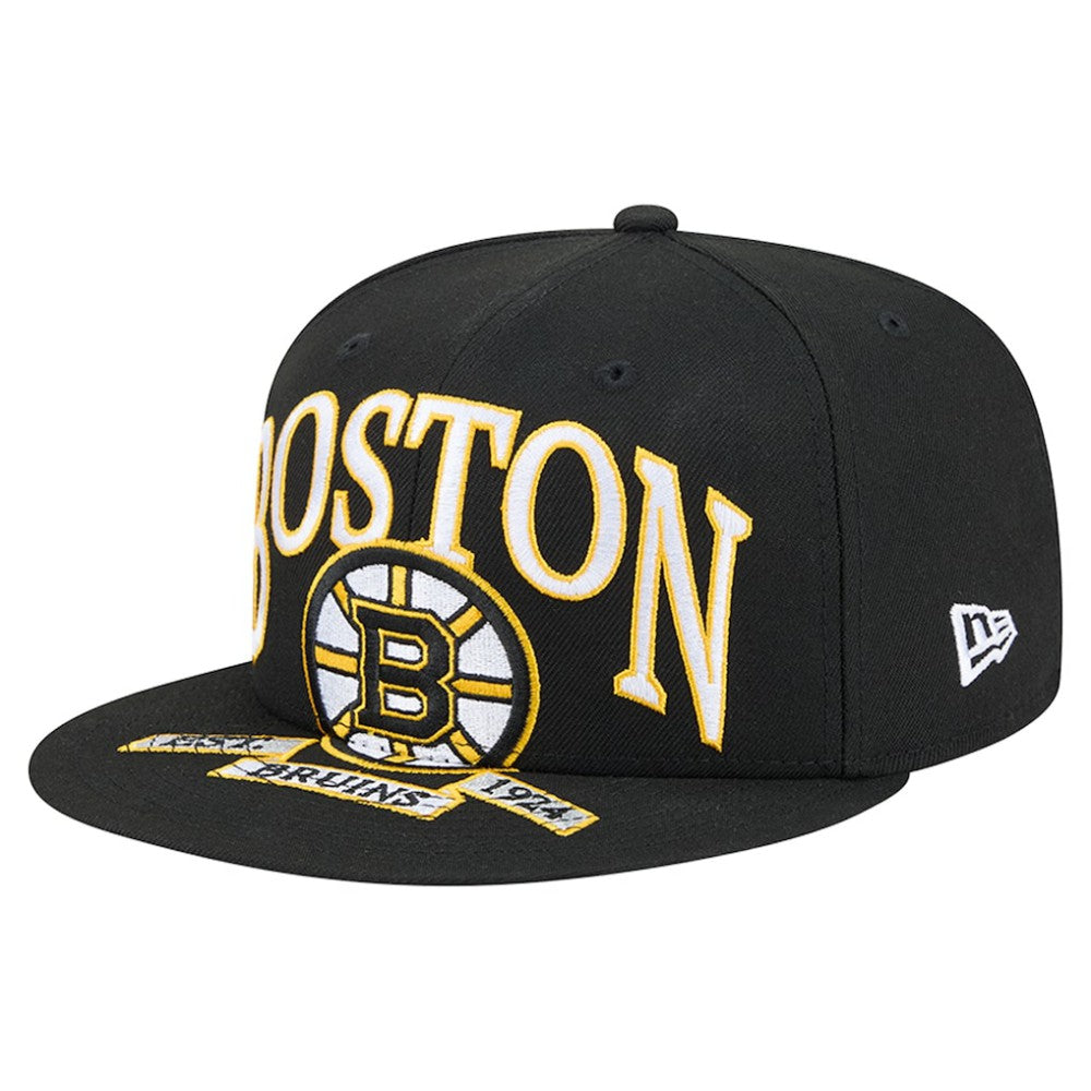 Boston Bruins New Era Oversized Vintage Arch 59Fifty Fitted Hat - Black - NHL