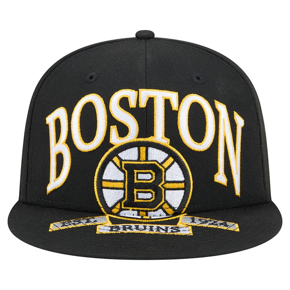 Boston Bruins New Era Oversized Vintage Arch 59Fifty Fitted Hat - Black - NHL