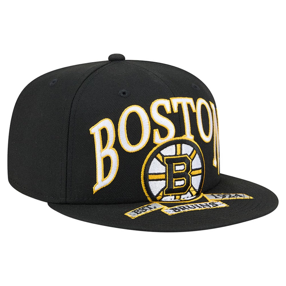 Boston Bruins New Era Oversized Vintage Arch 59Fifty Fitted Hat - Black - NHL