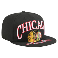 Chicago Blackhawks New Era Oversized Vintage Arch 59Fifty Fitted Hat - Black - NHL