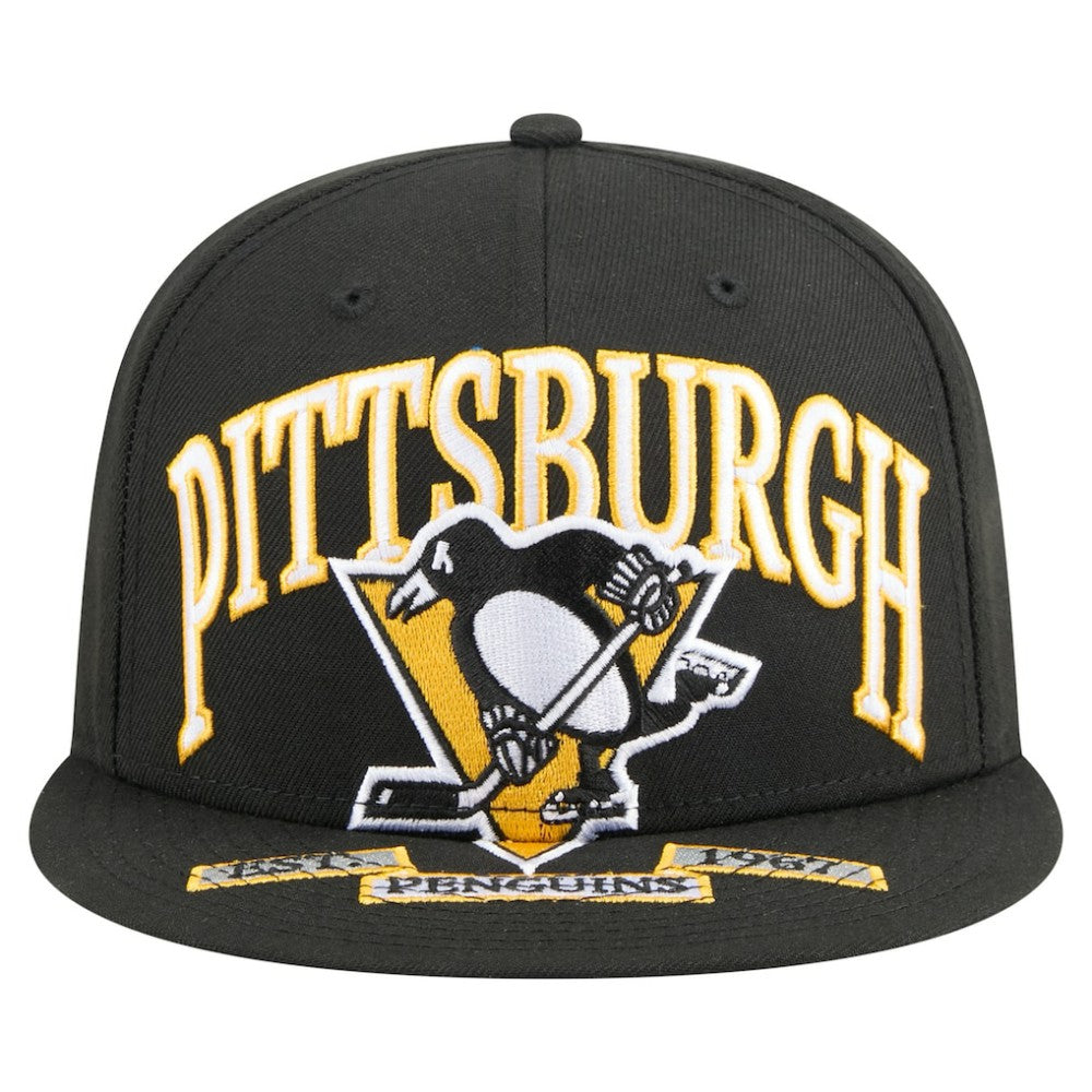Pittsburgh Penguins New Era Oversized Vintage Arch 59Fifty Fitted Hat - Black - NHL