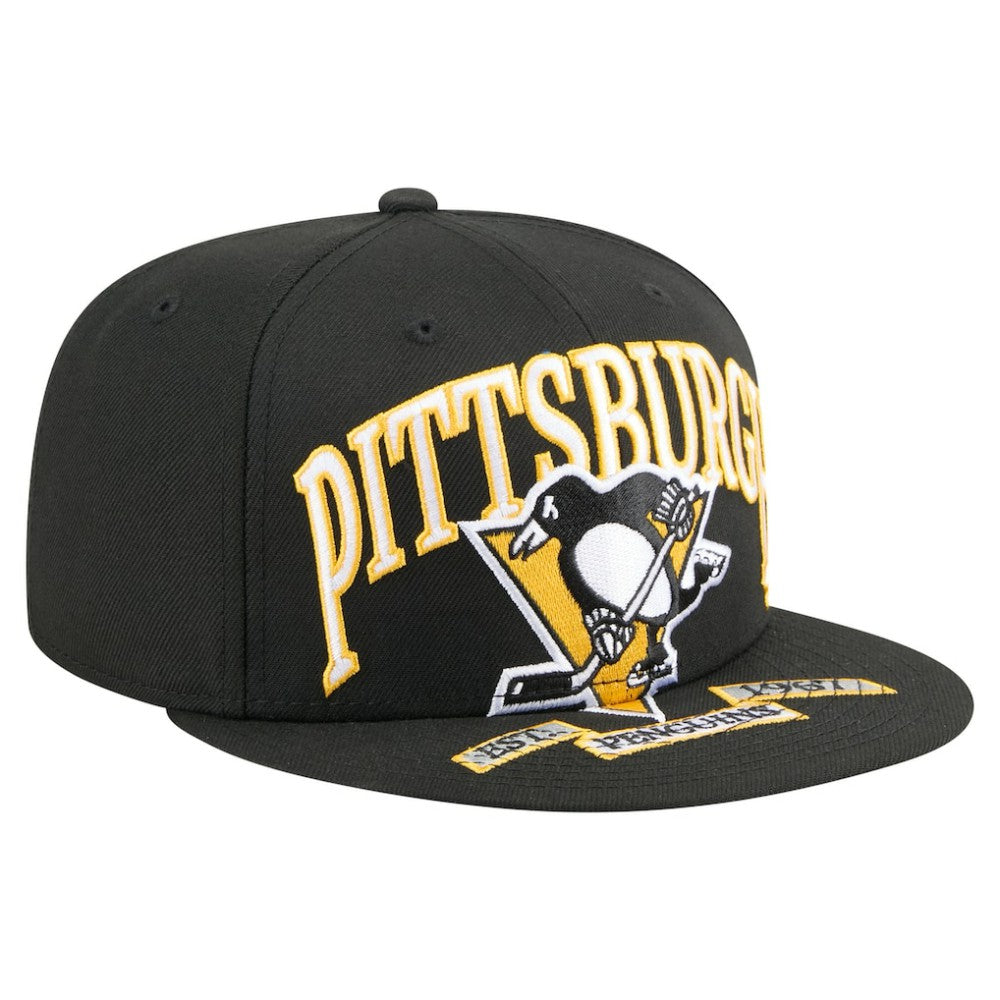 Pittsburgh Penguins New Era Oversized Vintage Arch 59Fifty Fitted Hat - Black - NHL