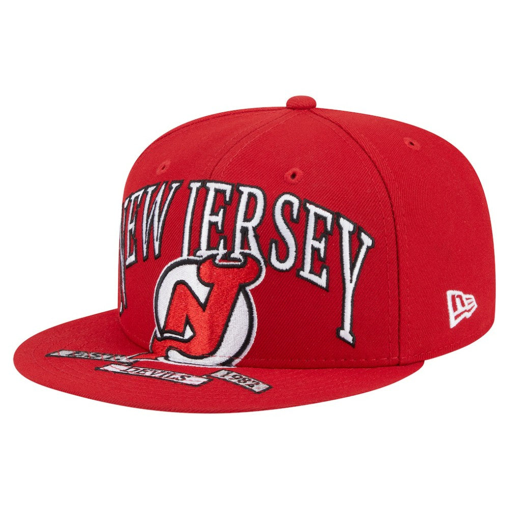 New Jersey Devils New Era Oversized Vintage Arch 59Fifty Fitted Hat - Red - NHL
