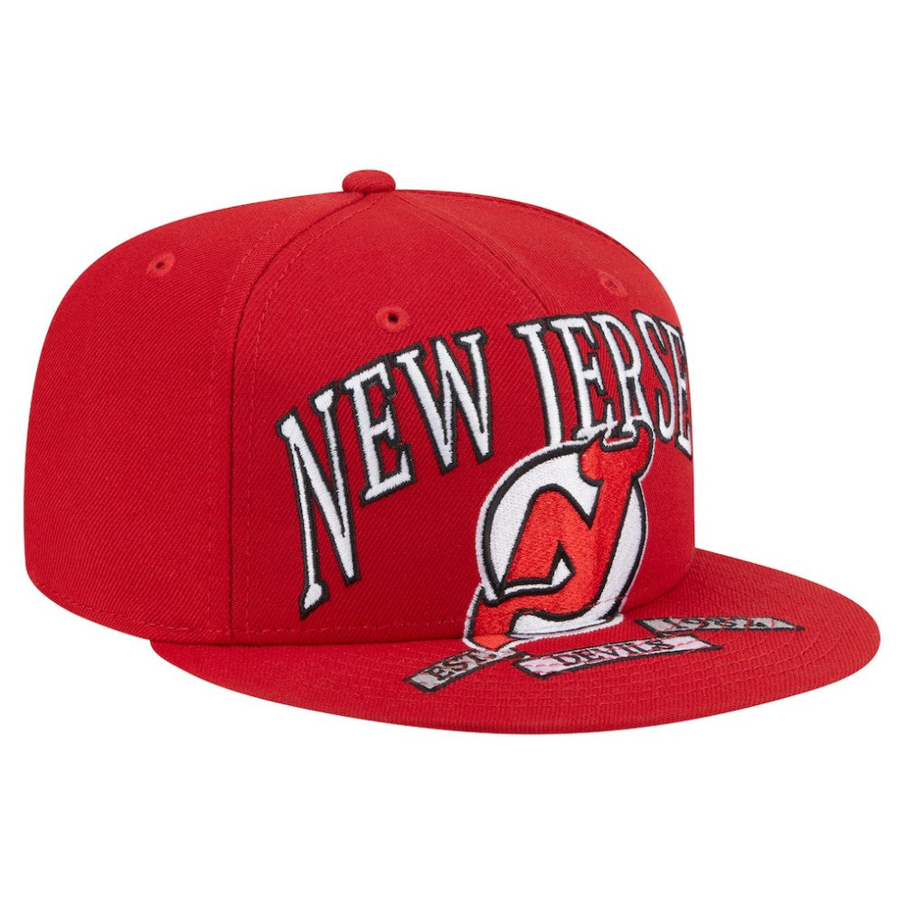 New Jersey Devils New Era Oversized Vintage Arch 59Fifty Fitted Hat - Red - NHL