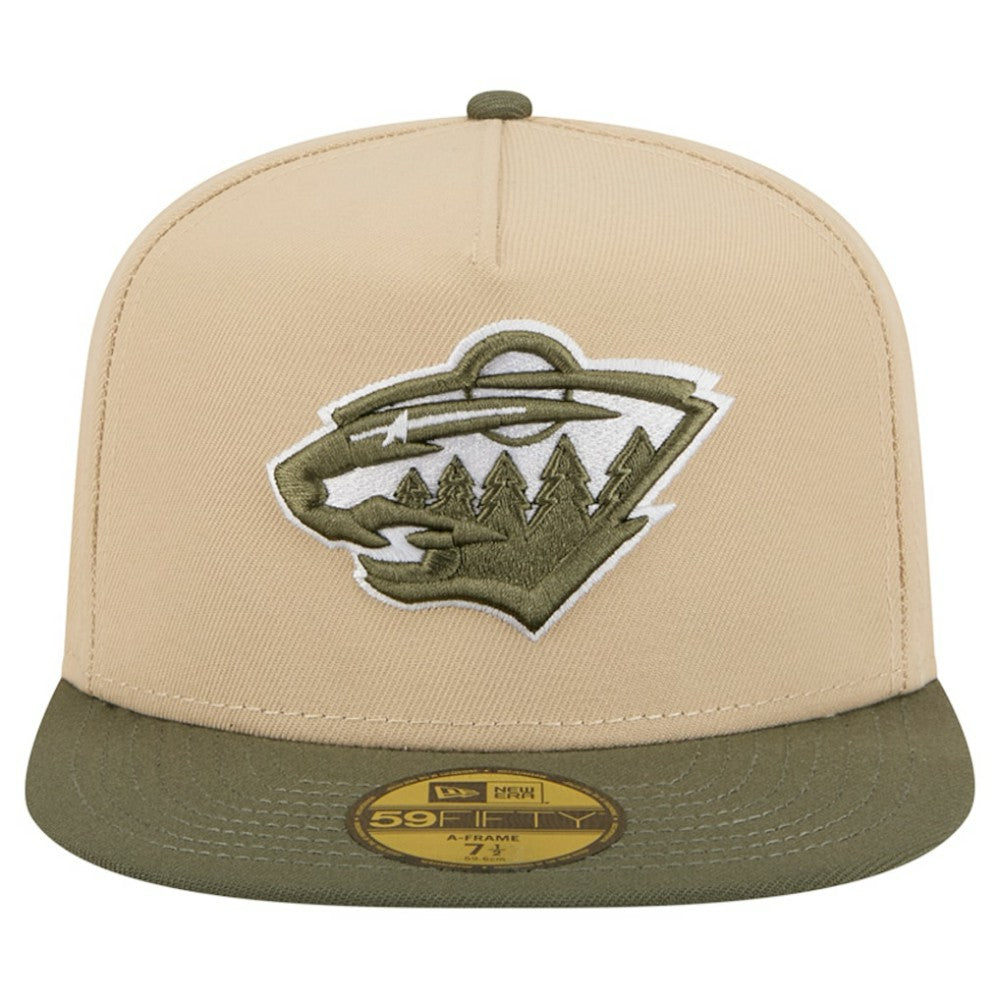 Minnesota Wild New Era Color Pack Two-Tone 59FIFTY A-Frame Fitted Hat - Tan/Olive - NHL