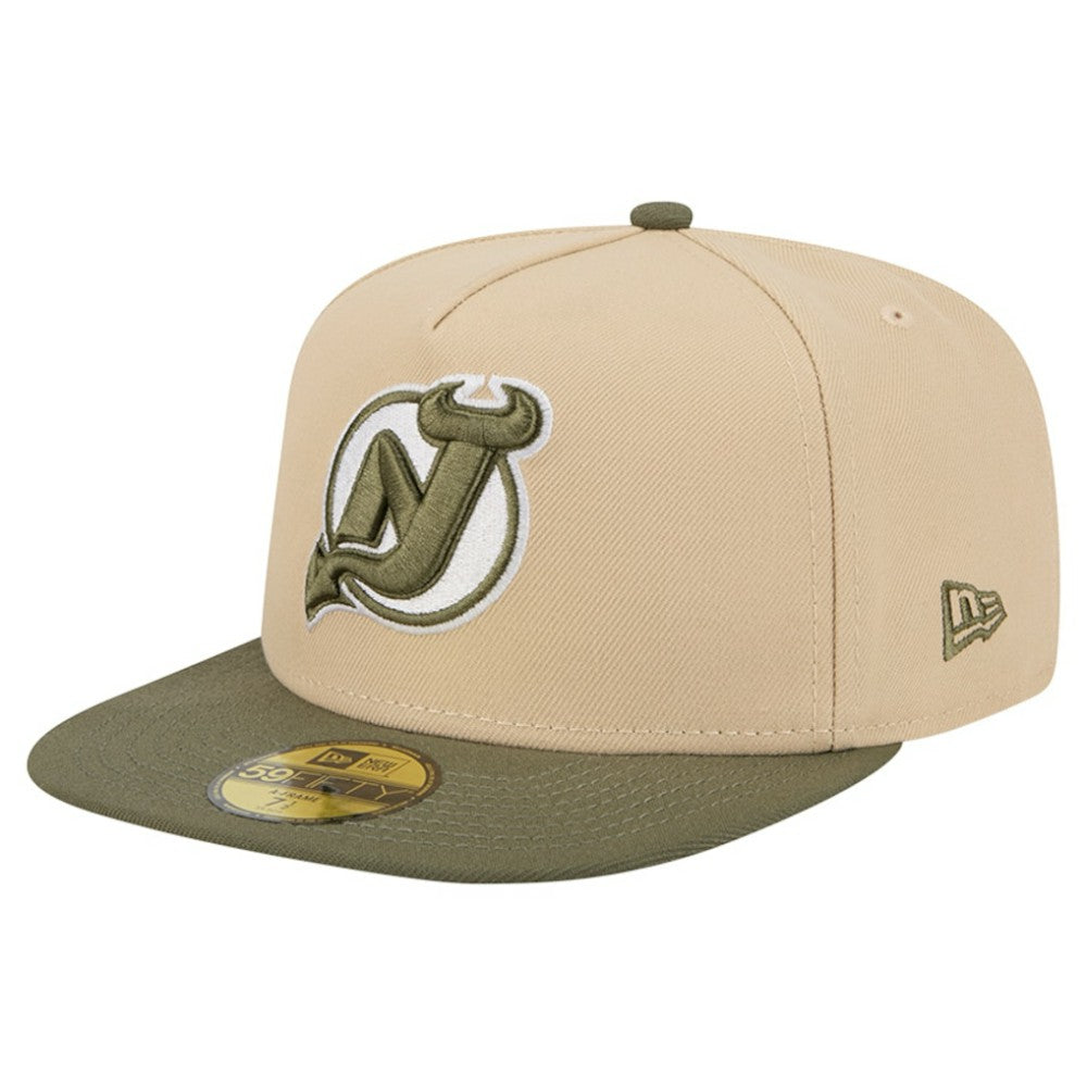New Jersey Devils New Era Color Pack Two-Tone 59FIFTY A-Frame Fitted Hat - Tan/Olive - NHL