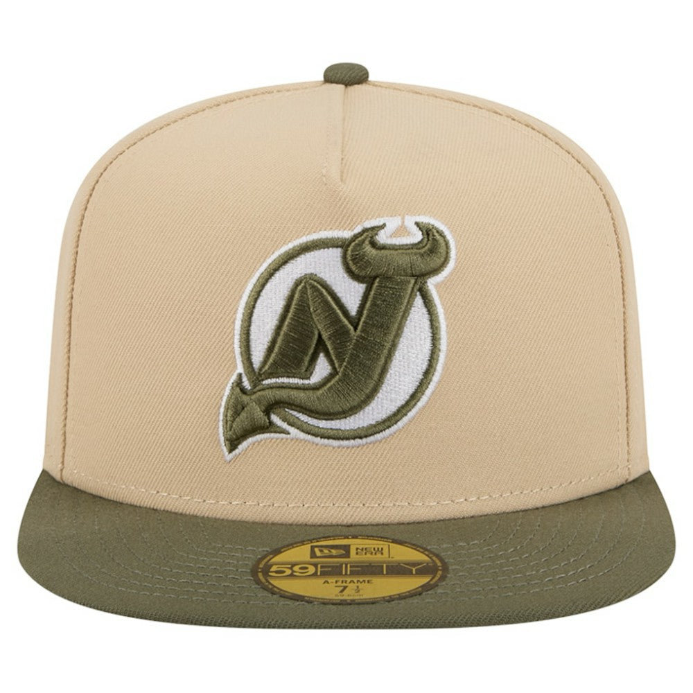New Jersey Devils New Era Color Pack Two-Tone 59FIFTY A-Frame Fitted Hat - Tan/Olive - NHL