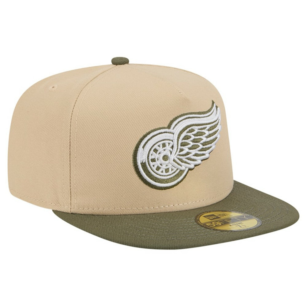 Detroit Red Wings New Era Color Pack Two-Tone 59FIFTY A-Frame Fitted Hat - Tan/Olive - NHL