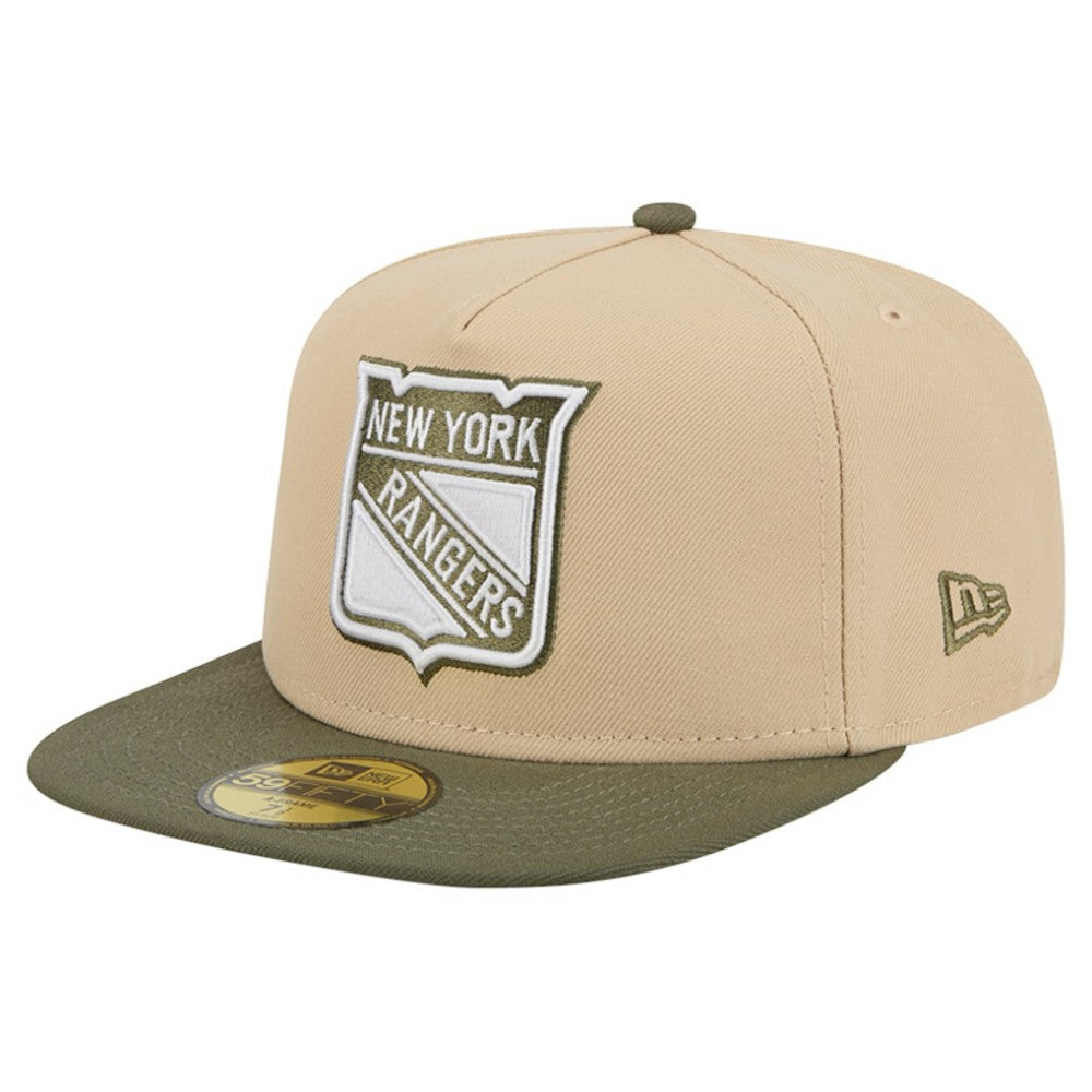 New York Rangers New Era Color Pack Two-Tone 59FIFTY A-Frame Fitted Hat - Tan/Olive - NHL