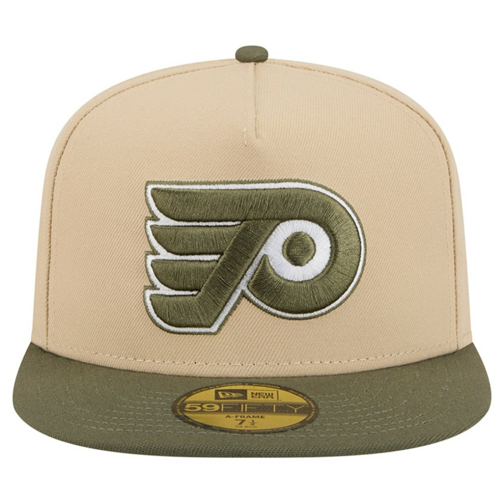 Philadelphia Flyers New Era Color Pack Two-Tone 59FIFTY A-Frame Fitted Hat - Tan/Olive - NHL