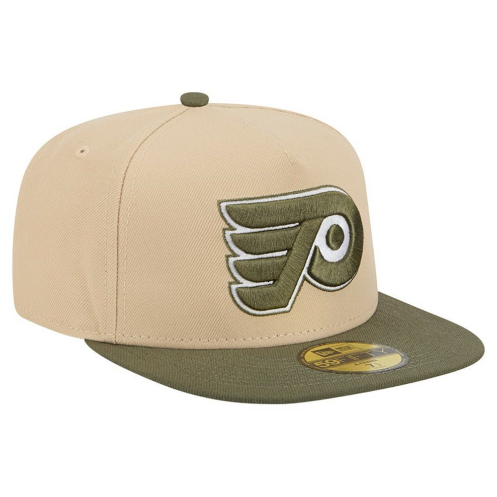 Philadelphia Flyers New Era Color Pack Two-Tone 59FIFTY A-Frame Fitted Hat - Tan/Olive - NHL