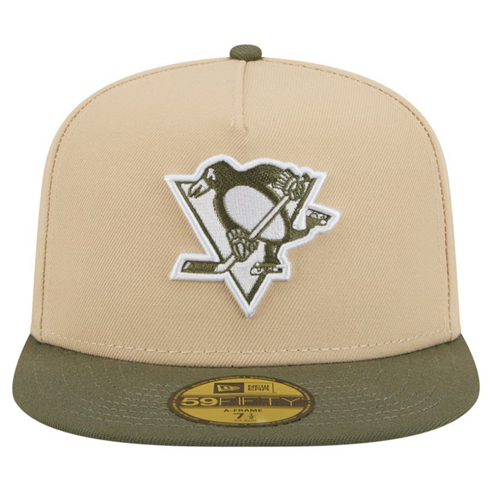 Pittsburgh Penguins New Era Color Pack Two-Tone 59FIFTY A-Frame Fitted Hat - Tan/Olive - NHL