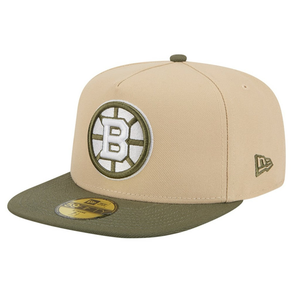 Boston Bruins New Era Color Pack Two-Tone 59FIFTY A-Frame Fitted Hat - Tan/Olive - NHL