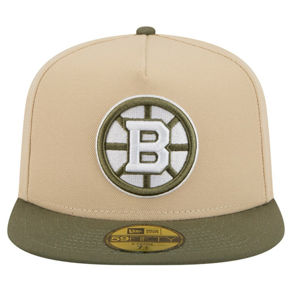 Boston Bruins New Era Color Pack Two-Tone 59FIFTY A-Frame Fitted Hat - Tan/Olive - NHL