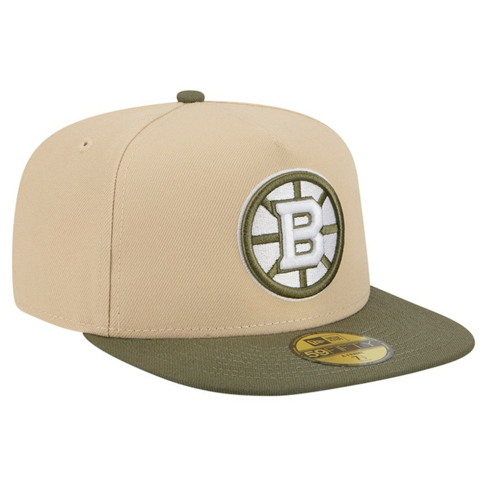 Boston Bruins New Era Color Pack Two-Tone 59FIFTY A-Frame Fitted Hat - Tan/Olive - NHL