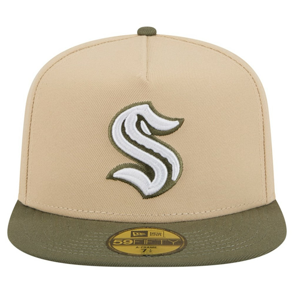 Seattle Kraken New Era Color Pack Two-Tone 59FIFTY A-Frame Fitted Hat - Tan/Olive - NHL