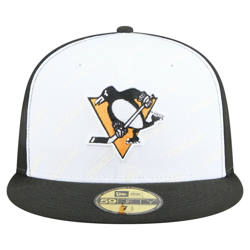 Pittsburgh Penguins New Era Repeat Two-Tone 59FIFTY Fitted Hat - White/Black - NHL