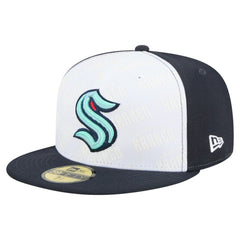 Seattle Kraken New Era Repeat Two-Tone 59FIFTY Fitted Hat - White/Deep Sea Blue - NHL