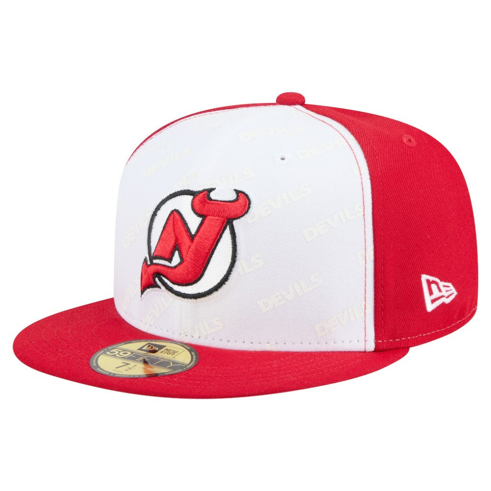 New Jersey Devils New Era Repeat Two-Tone 59FIFTY Fitted Hat - White/Red - NHL