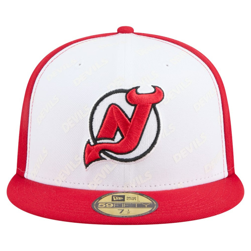 New Jersey Devils New Era Repeat Two-Tone 59FIFTY Fitted Hat - White/Red - NHL