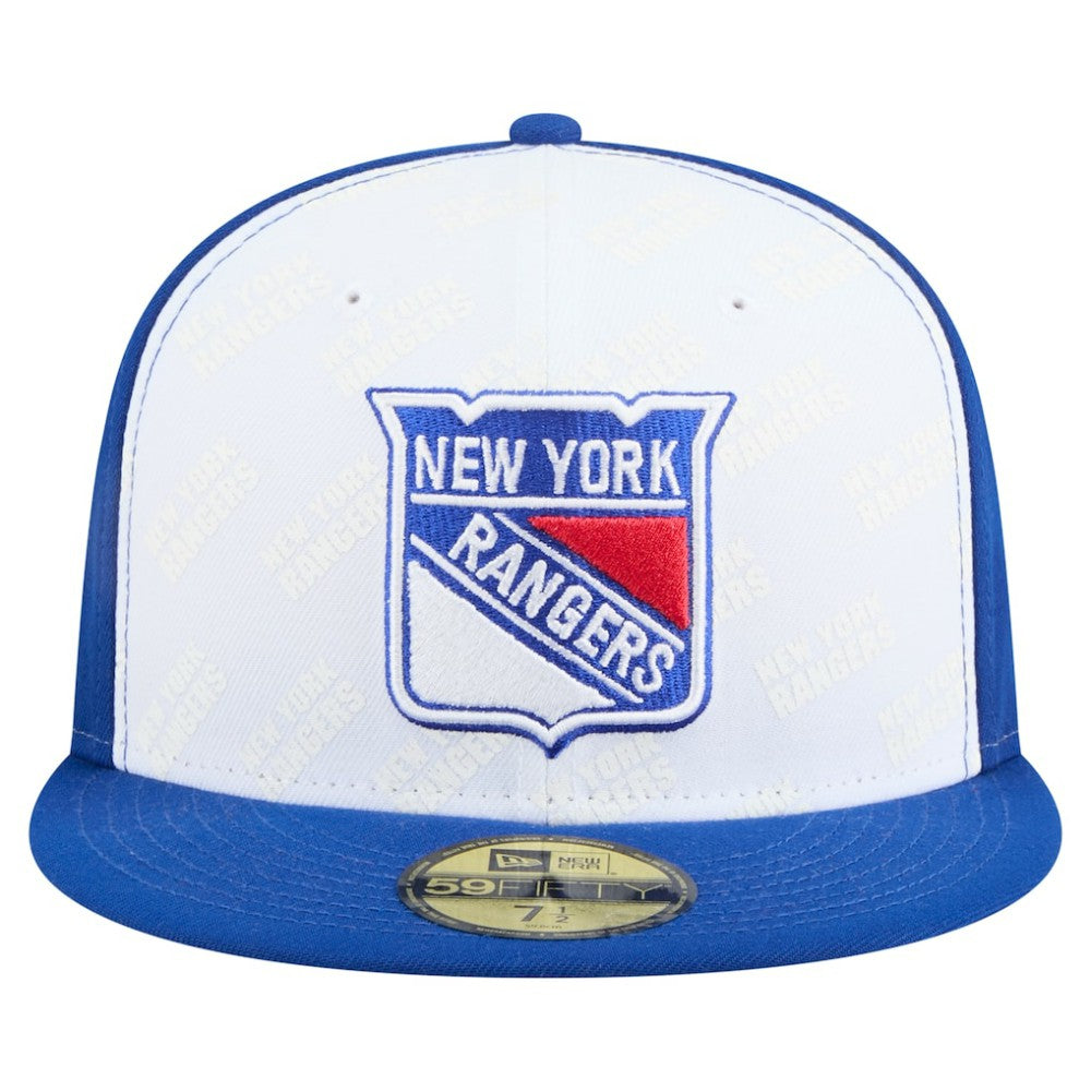 New York Rangers New Era Repeat Two-Tone 59FIFTY Fitted Hat - White/Blue - NHL
