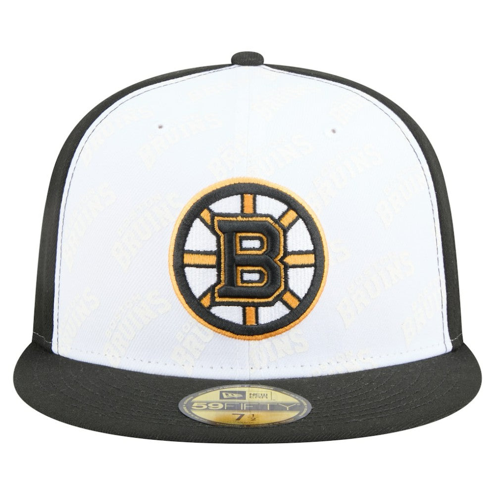 Boston Bruins New Era Repeat Two-Tone 59FIFTY Fitted Hat - White/Black - NHL