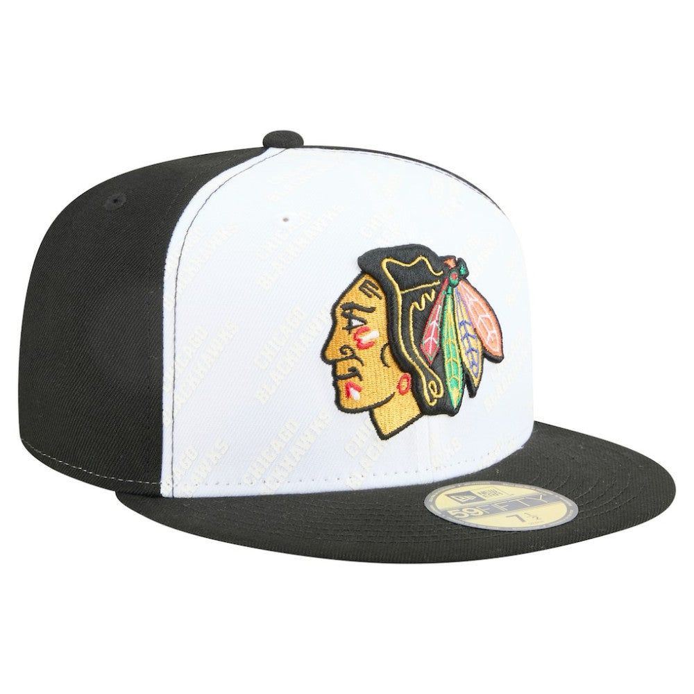 Chicago Blackhawks New Era Repeat Two-Tone 59FIFTY Fitted Hat - White/Black - NHL