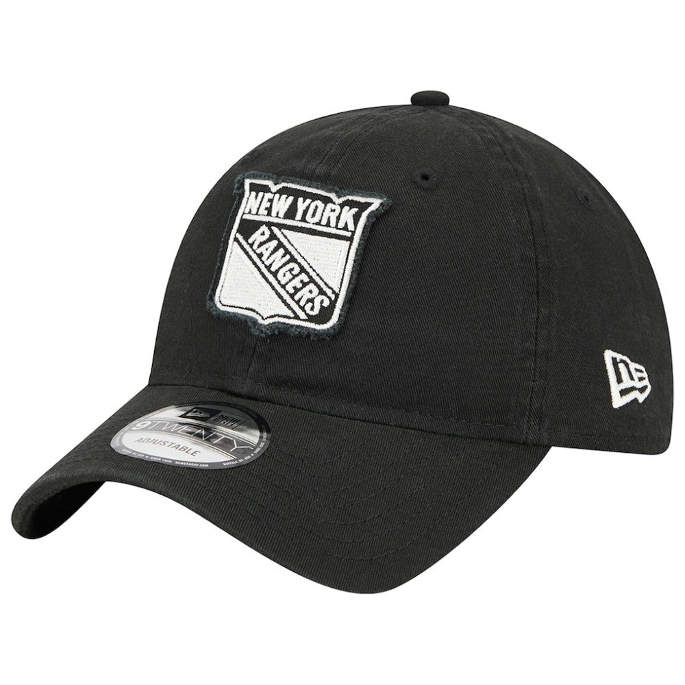 New York Rangers New Era Stamp Fabric Applique 9TWENTY Adjustable Hat - Black - NHL