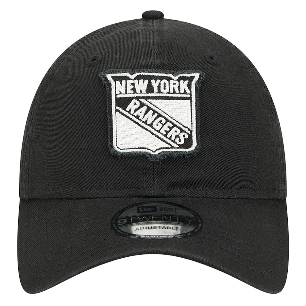 New York Rangers New Era Stamp Fabric Applique 9TWENTY Adjustable Hat - Black - NHL