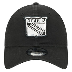 New York Rangers New Era Stamp Fabric Applique 9TWENTY Adjustable Hat - Black - NHL