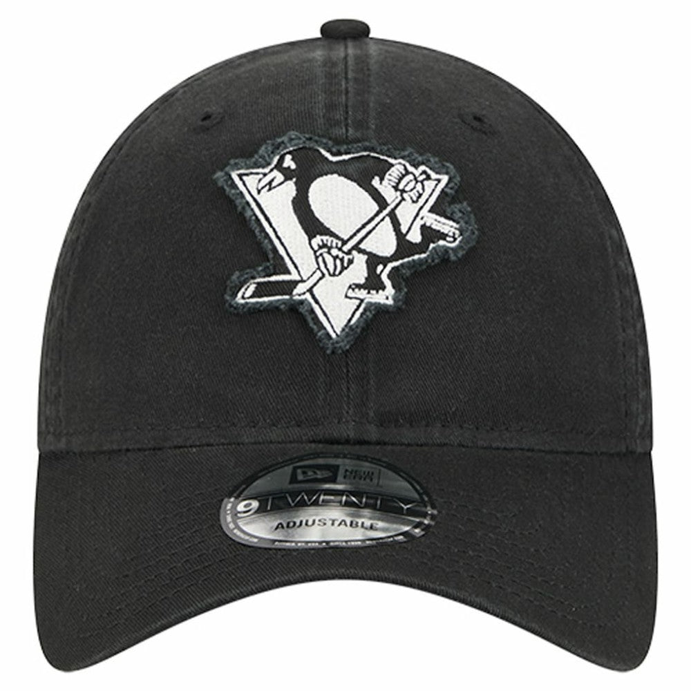 Pittsburgh Penguins New Era Stamp Fabric Applique 9TWENTY Adjustable Hat - Black - NHL