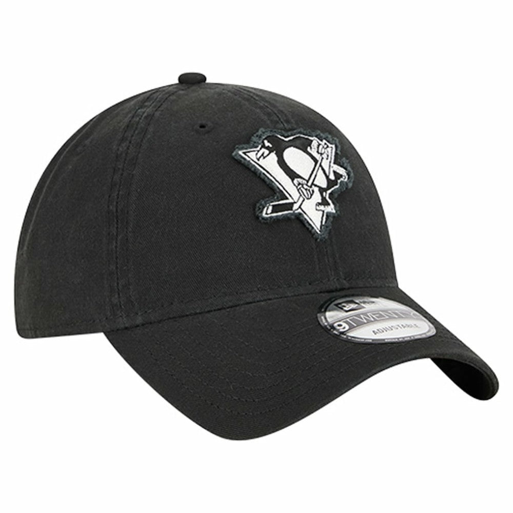 Pittsburgh Penguins New Era Stamp Fabric Applique 9TWENTY Adjustable Hat - Black - NHL