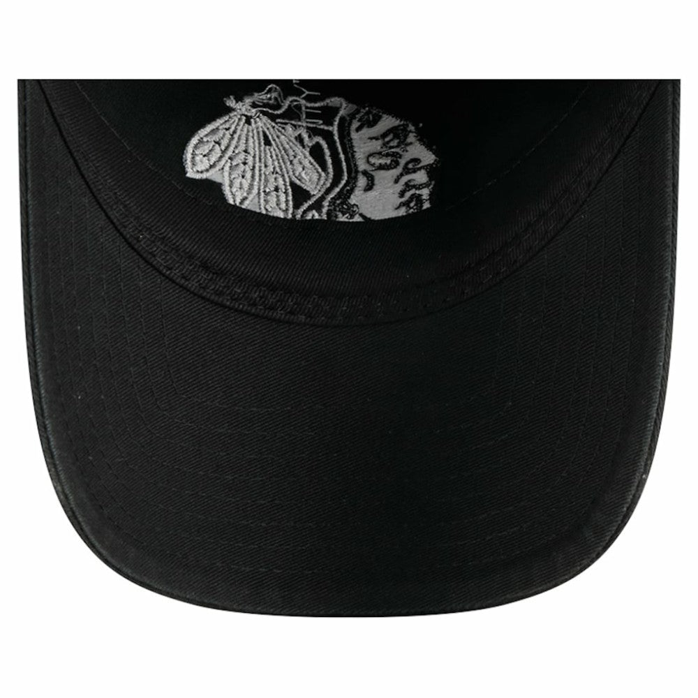 Chicago Blackhawks New Era Stamp Fabric Applique 9TWENTY Adjustable Hat - Black - NHL