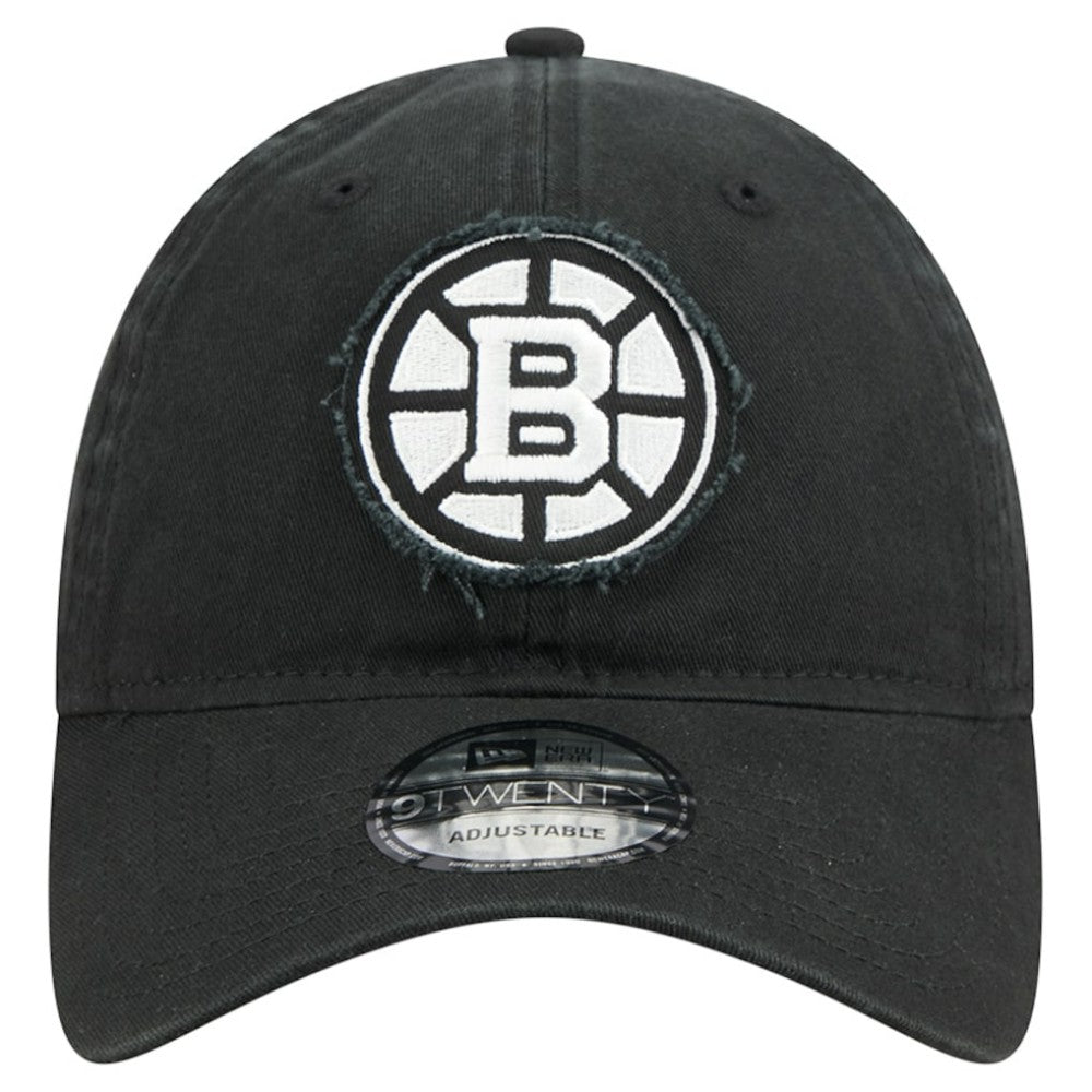 Boston Bruins New Era Stamp Fabric Applique 9TWENTY Adjustable Hat - Black - NHL