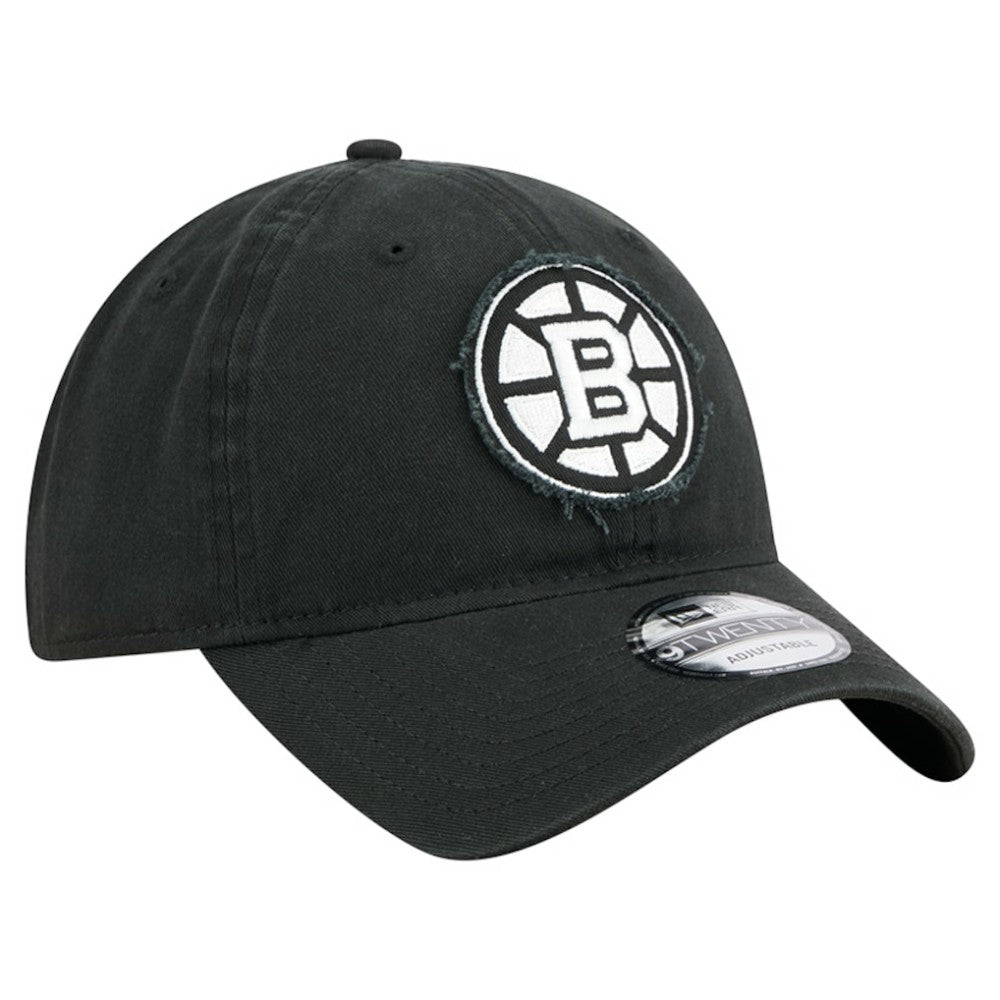 Boston Bruins New Era Stamp Fabric Applique 9TWENTY Adjustable Hat - Black - NHL