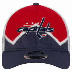Washington Capitals New Era Hockey Sock 9FORTY A-Frame M-Crown Adjustable Trucker Hat - Navy/Red - NHL