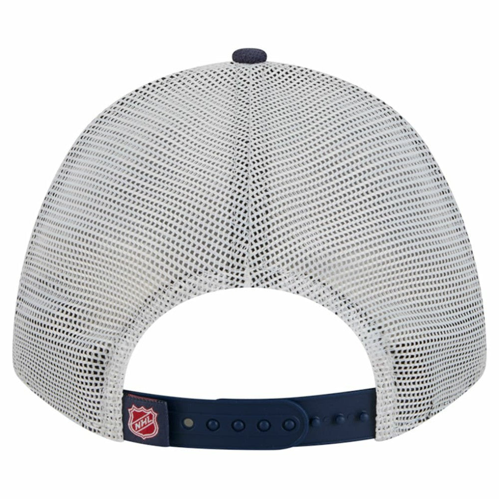 Washington Capitals New Era Hockey Sock 9FORTY A-Frame M-Crown Adjustable Trucker Hat - Navy/Red - NHL