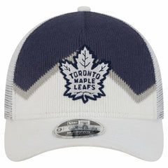 Toronto Maple Leafs New Era Hockey Sock 9FORTY A-Frame M-Crown Adjustable Trucker Hat - White/Blue - NHL