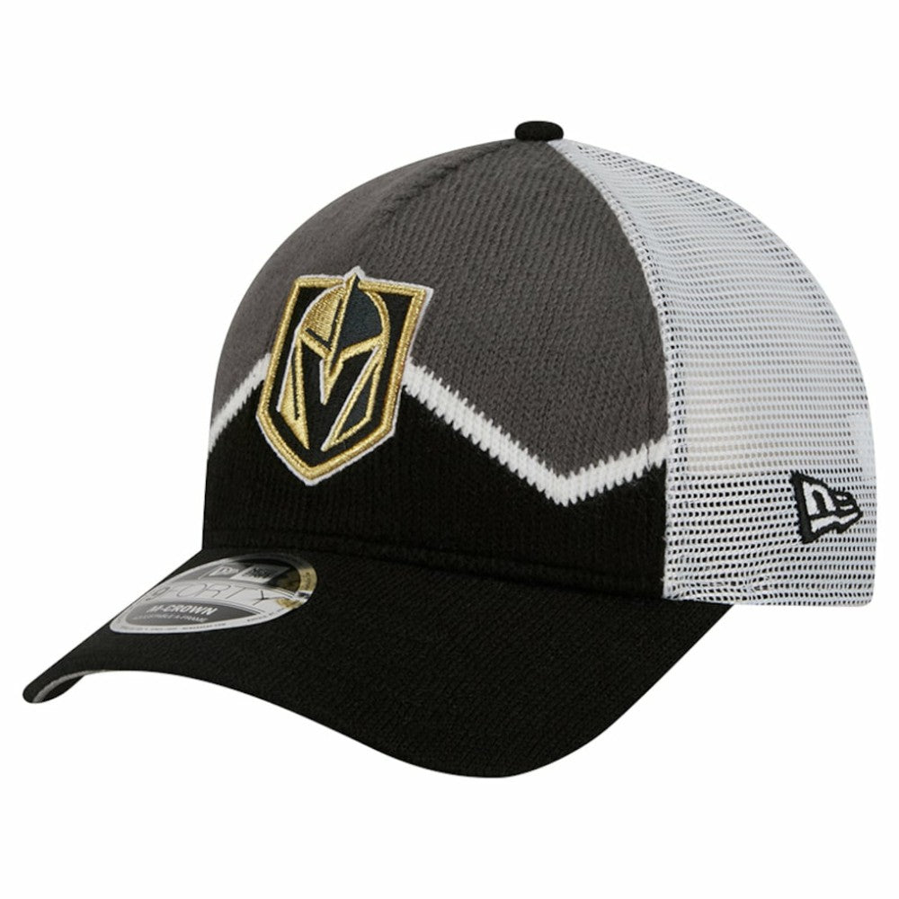 Vegas Golden Knights New Era Hockey Sock 9FORTY A-Frame M-Crown Adjustable Trucker Hat - Black/Gray - NHL