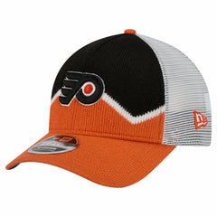 Philadelphia Flyers New Era Hockey Sock 9FORTY A-Frame M-Crown Adjustable Trucker Hat - Orange/Black - NHL