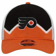 Philadelphia Flyers New Era Hockey Sock 9FORTY A-Frame M-Crown Adjustable Trucker Hat - Orange/Black - NHL