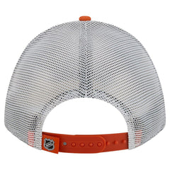 Philadelphia Flyers New Era Hockey Sock 9FORTY A-Frame M-Crown Adjustable Trucker Hat - Orange/Black - NHL