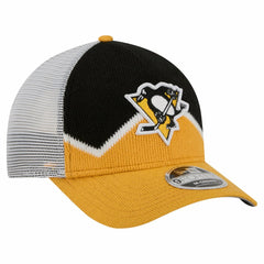 Pittsburgh Penguins New Era Hockey Sock 9FORTY A-Frame M-Crown Adjustable Trucker Hat - Gold/Black - NHL