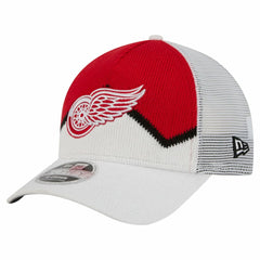Detroit Red Wings New Era Hockey Sock 9FORTY A-Frame M-Crown Adjustable Trucker Hat - White/Red - NHL