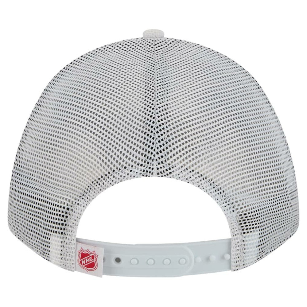 Detroit Red Wings New Era Hockey Sock 9FORTY A-Frame M-Crown Adjustable Trucker Hat - White/Red - NHL