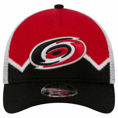 Carolina Hurricanes New Era Hockey Sock 9FORTY A-Frame M-Crown Adjustable Trucker Hat - Black/Red - NHL
